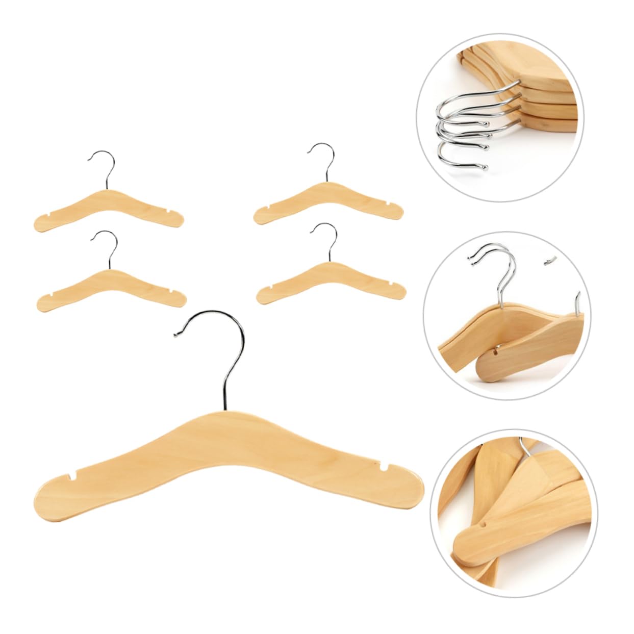 Perchas de Madera para Niños 5 Piezas Khaki Resistentes