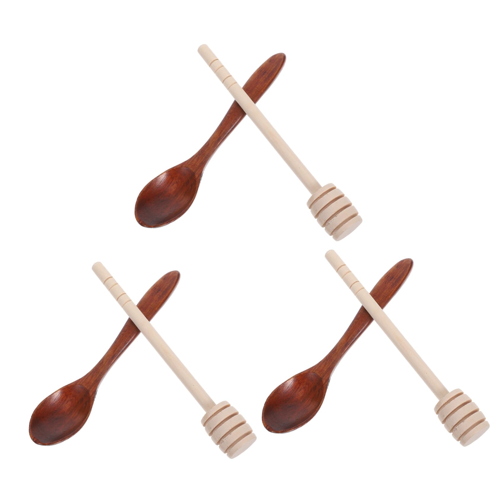 Healifty 6pcs Wooden Honey Dipper and Mixing Spoon for Tea Syrup and Jam Stirring Easy to Clean Kitchen Utensils for Home and Restaurant Use