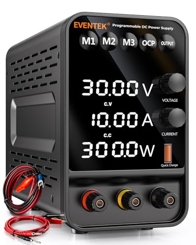 Labornetzteil, Eventek Programmierbares Labornetzgerät 30V 10A, Hochpräzises 4 stelliger LED...