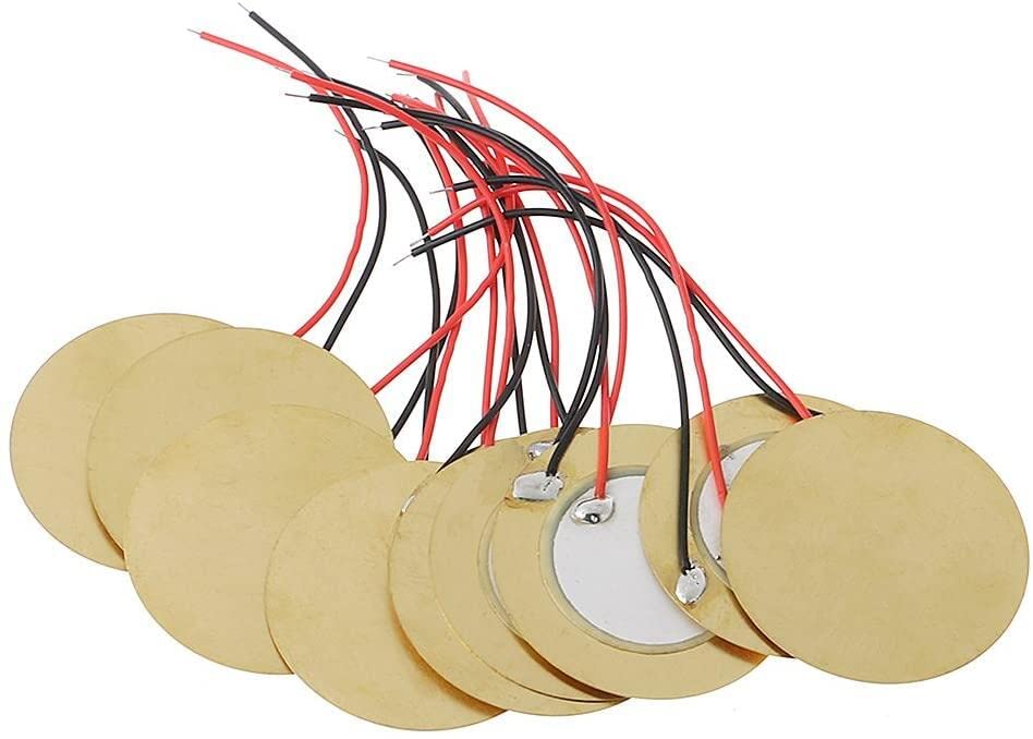 Generic 10 pcs 35 mm Piezo Elements Buzzer Sounder Sensor Trigger Drum Disc+ Wire Copper, ???? As Shown