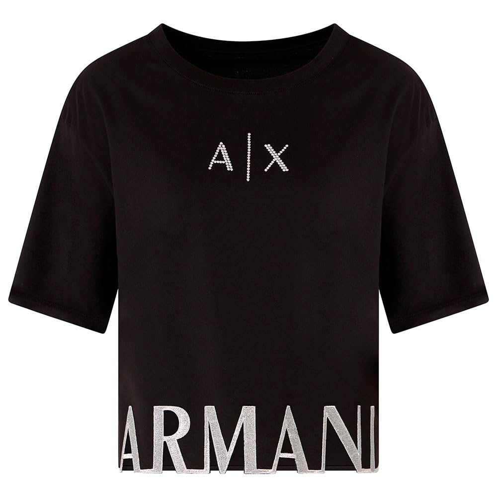 Armani Exchange Black Cropped T-Shirts Medium