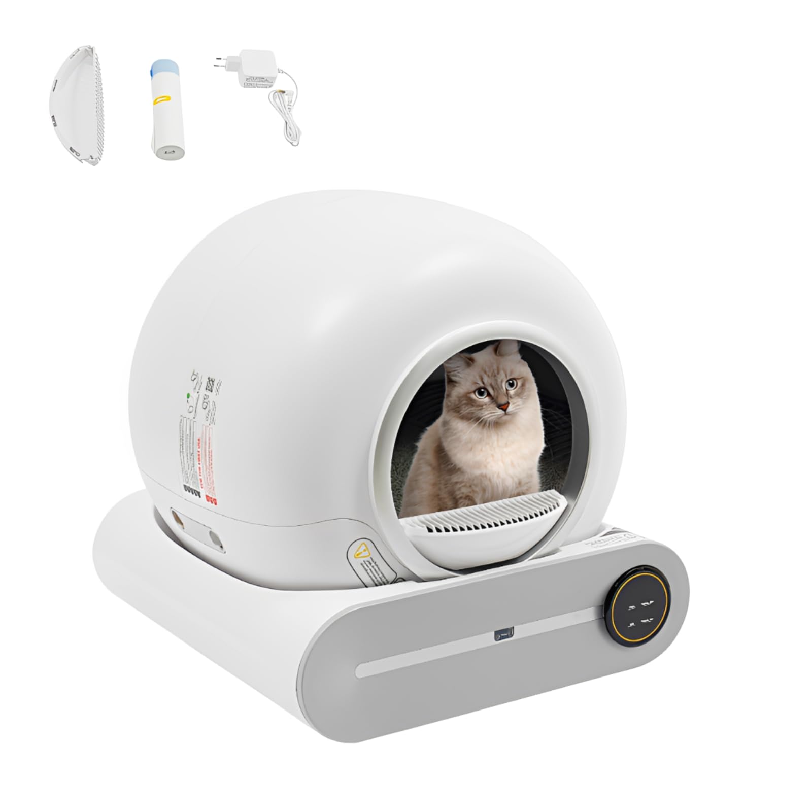 Selbstreinigende Katzentoilette, 65L Katzenklo selbstreinigend mit Desodorierungsfunktion & Gewichtssensor, APP-gesteuerte katzenklo für alle Katzen mit einem Gewicht von 1–8 kg