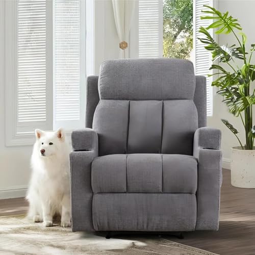 Image of Torque - Clinton 1 Seater Fabric Manual Recliner | Recliner Sofa /Chair for Living Room, Bedroom, Office (Grey) | 1 Year Warranty