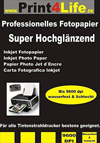 Print4Life 50 Hojas de 10x15 230g /m² pusieron del Lado Super High Glossy Papel fotográfico de inyección de Tinta de Alta Brillante Inkjet Tarjetas de felicitación