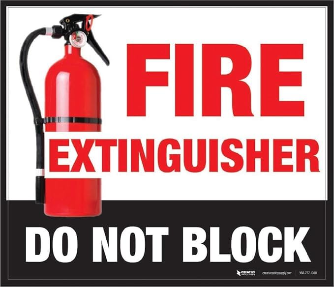 Fire Extinguisher - Do Not Block - Floor Sign 24" x 18" - Permanent