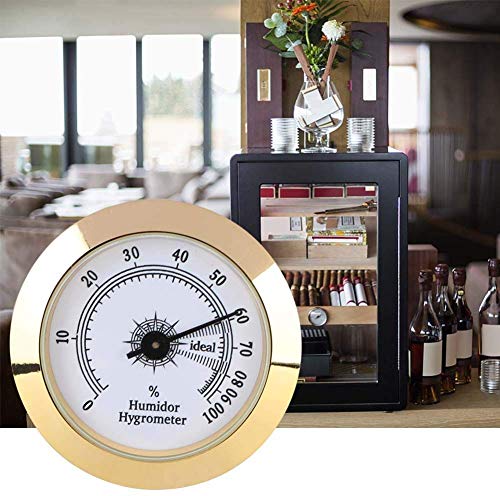FUNEW 2 Pack Round Analog Gold Cigar Hygrometer and Round Gold Cigar Humidor Humidifier for Cigar Humidor Cigar Box/Cigar Cabinet Monitoring Humidity and Humidor Moisturizing Cigar Accessories