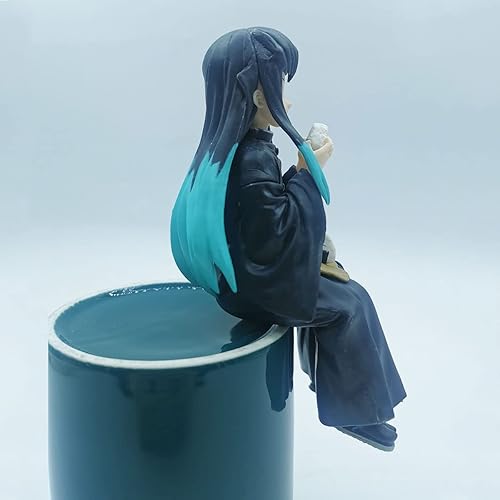 Miniatura 5 de Figuras de acción de Demon Slayer de anime posa sentada comiendo bolas de arroz figura de juguete modelo Tokitou-Muichiro