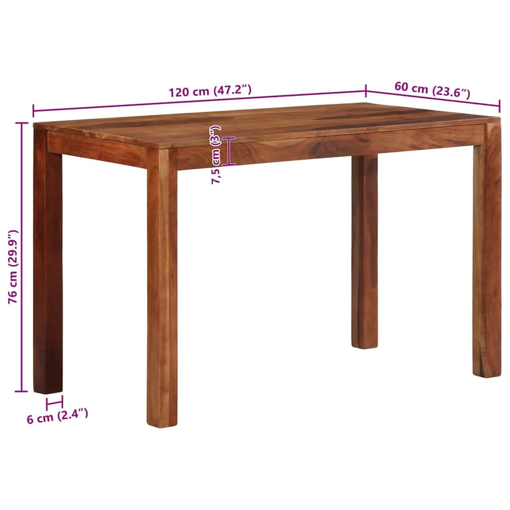 Tavolo da Pranzo 120x60x76 cm in Legno Massello di Acacia | Mobile rettangolare in legno di acacia con finitura ambra per sala da pranzo e cucina, ideale per 4 persone.