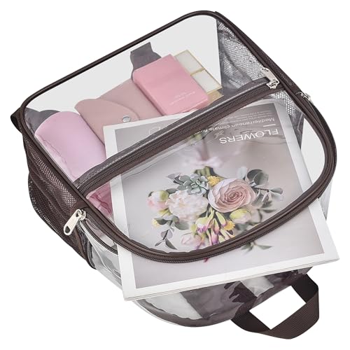 Image of Oraben Clear Backpack Stadium Approved, 12 x 6 x 11 in, Small Transparent Backpack Clear Bag for Concerts, Sports Events, Festivals, Travel, Waterproof PVC, Adjustable Straps