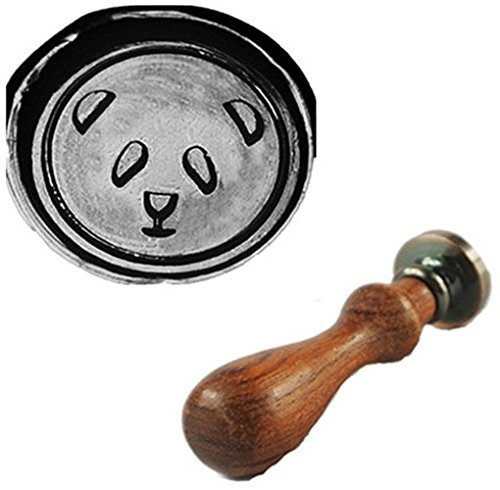 MDLG Lovely Panda Head Wax Seal Stamp Rosewood Handle Set Christmas Card Gift Wrapping Package Sealing Wax Stamp Invitations Package Sealing Stamp Animal Wax Seal Stamp Set
