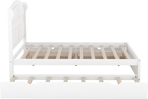 Miniatura 125 de Cama de plataforma de madera de tamaño individual con cabecera en forma de casa, soporte de listones de madera, para dormitorio de niños, niñas,