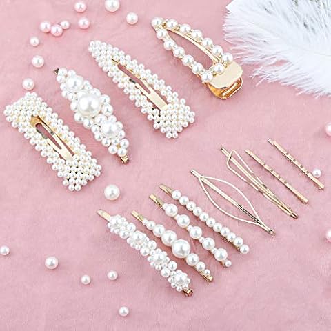 12pcs-16pcs Makone Pinzas para el cabello de perlas artificiales Cover