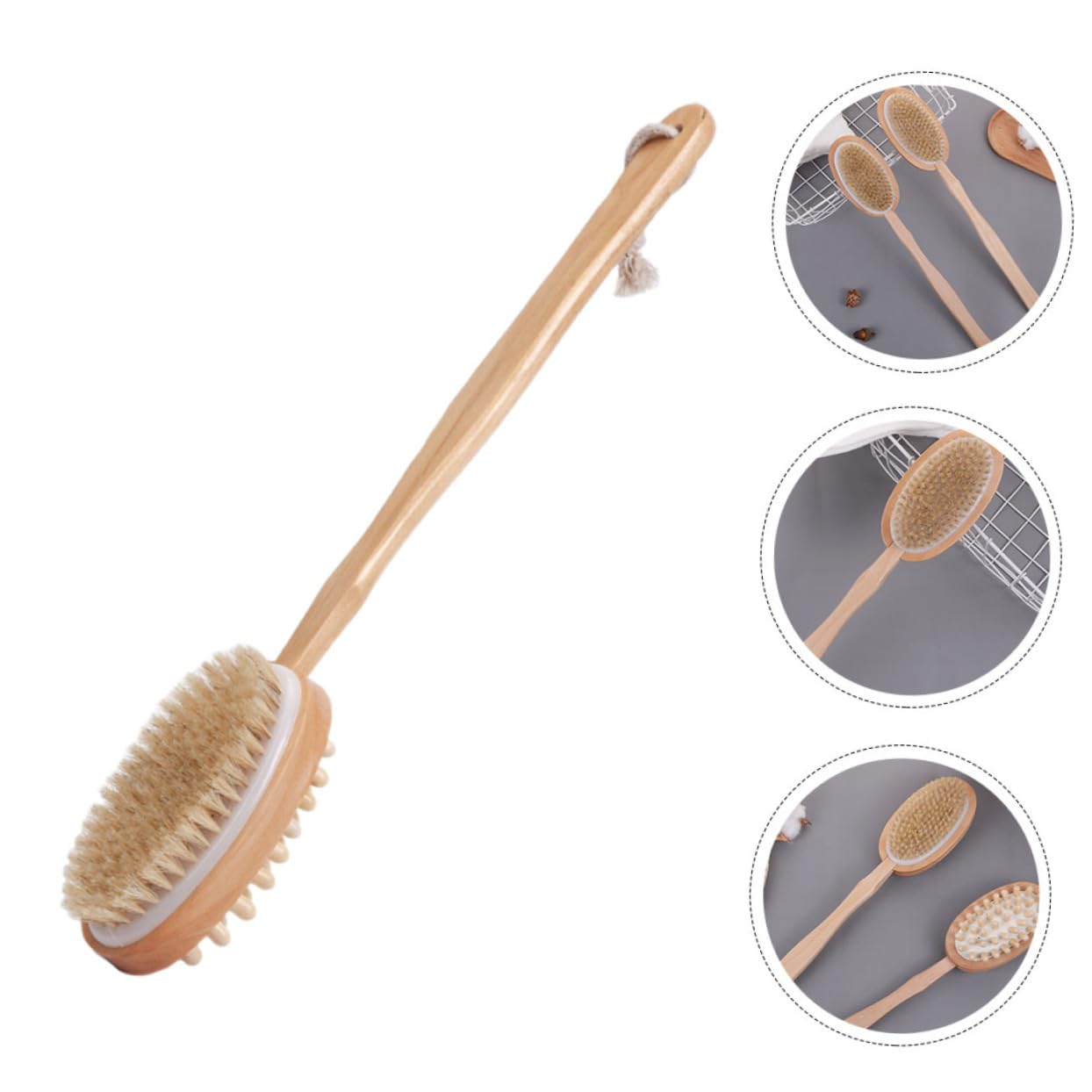 NIYANGLE Long Handle Bathing Brush Dual Sided Exfoliating Scrubber for Back Body Comfortable Touch Easy to Women Enhances Circulation