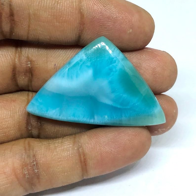 Larimar naturel cabochon triangle 41mm sans défaut pour sertissage bague - 3