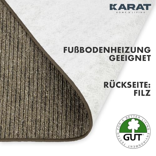 KARAT Teppich Läufer Geneva - Teppichläufer auf Maß - Meterware - Flurteppich - Küchenläufer - Teppich für Küche, Flur & Wohnzimmer (67 x 100 cm, Hellbraun)