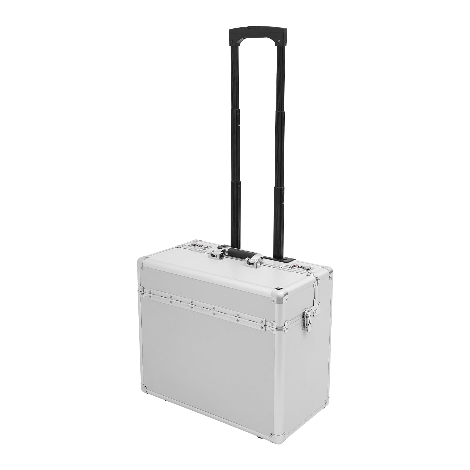 Pilotenkoffer Alukoffer mit Rollen, 48,5 x 39 x 23 cm | Abschließbar, Teleskopgriff, Für Büros und Geschäftsreisen, Aktenkoffer-Fach