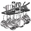 Vdomus Pot Rack Wall Mounted, Hanging Pot Rack, Cookware Organizer, Square Grid Kitchen Storage Pot and Pan Organizer with 15 Hooks, Ideal for Pans, Utensils, Cookware (black)