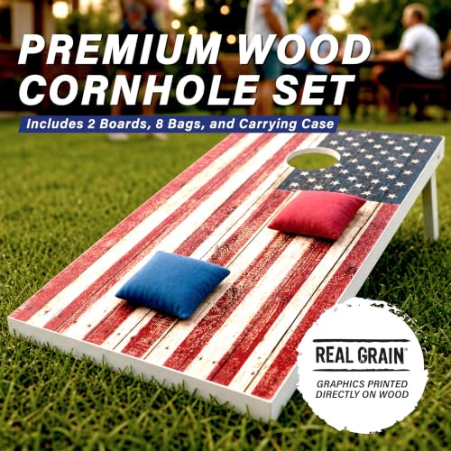 Image of GoSports 4 x 2 ft Regulation Size Wood Cornhole Boards - 10 Vintage Wood Designs (Choose Your Style)