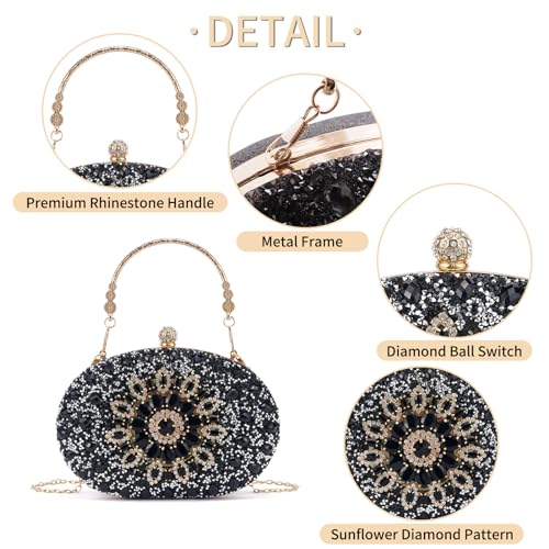 Image of Sparkly Women's Evening Clutch Purses Rhinestone Bag Luxury Handbags For Weddings Formal Prom Party