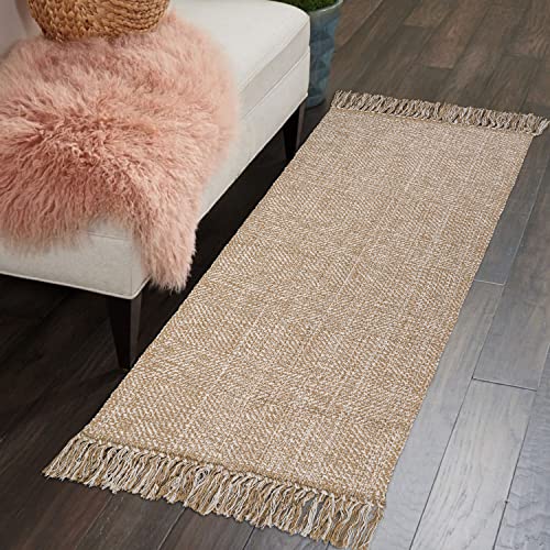 Collive Kitchen Runner Rug, 2' x 4.3' Hand-Woven Reversible Washable Rugs, Tan Cotton Modern Farmhouse Bathroom Mat Hallway Carpets for Foyer Bedroom Entry Back Door Decor - Image 8