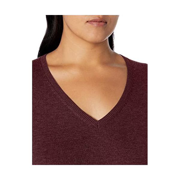 Amazon-Essentials-Womens-Plus-Size-Lightweight-V-Neck-Sweater Amazon Essentials Women's Classic-Fit Lightweight Long-Sleeve V-Neck Sweater (Available in Plus Size), Dark Burgundy, 3X