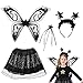 Costume da Farfalla per Bambina Halloween, 4PCS ali Farfalla Bambino, ali da Fata Ragazza, Costume Fata Bambino, ali da Farfalla, Fatina Carnevale Bambina, Costume di Halloween Travestimenti Nero