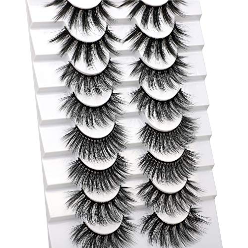 Calphdiar 8 Pairs False Eyelashes Natural Look Fake Lashes Fluffy 3D Volume Eye Lashes Pack 4 Variety Styles