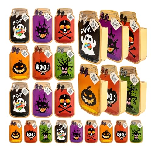 24 cajas de dulces para fiestas de Halloween, dulces y cajas con patrón espeluznante para eventos familiares