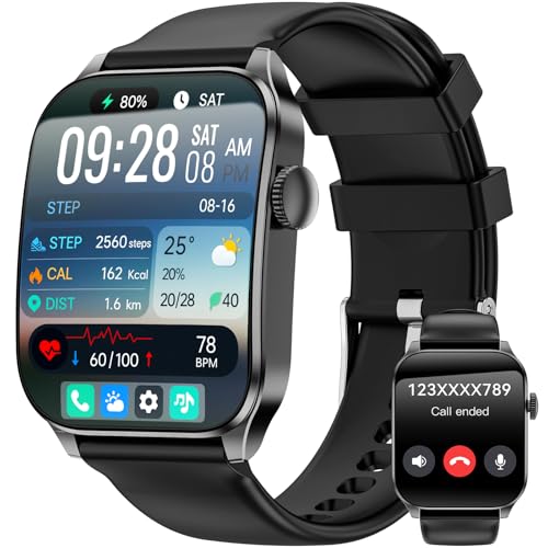 Smartwatch Herren Damen, 1,91' HD-Kurvdisplay Smart Watch mit Bluetooth Anrufen, 100+Sportmodi Fitnessuhr mit Herzfrequenz/Schlafmonitor/Schrittzähler, IP67 Wasserdicht Sportuhr für Android iOS