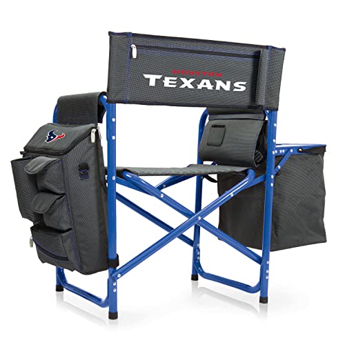 PICNIC TIME NFL Houston Texans Fusion Camping Chair with Side Table and Soft Cooler, Beach Chair for Adults, Lawn Chair, (Dark Gray with Blue Accents)