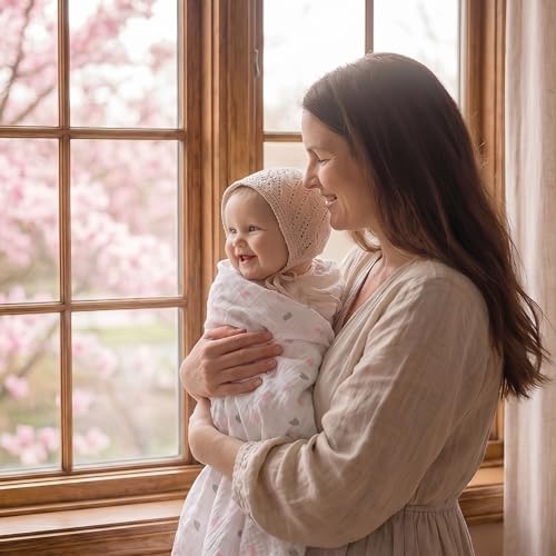 Image of GLLQUEN BABY Receiving Blanket Boy Cotton Muslin Swaddle Blankets Girl Newborn Squares Breathable & Soft Thin Baby Blankets Cloths Double Absorbent Infant Swaddling Wrap - 6 Pack (Rosebud)