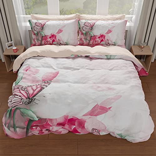 PETTI Artigiani Italiani Duvet Cover, Bedding Set, Satin, 100% Made in Italy, Roses Butterfly, Super King (250x200 cm) - Image 4
