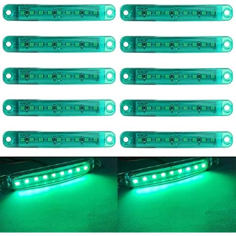 EONLYX Truck Side Lights, 10pcs Car External Light 9 SMD LED Side Marker Indicator Light Front Rear Side Light Position Lamps 12V for Auto Van Bus Truck Lorry Caravan Trailer (Green) Cover