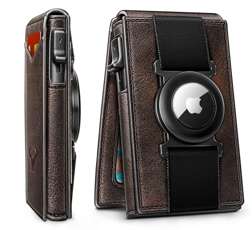 Image of BULLIANT Men Slim Leather Wallet Metal Case Money Clip-Magnetic Closure