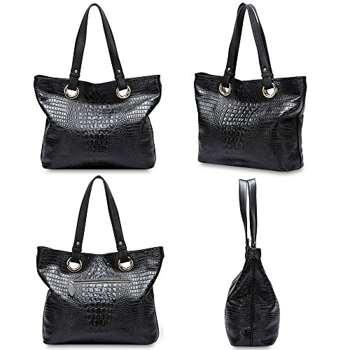 Bolso de hombro mujer cuero genuino azul oscuro miniatura 5