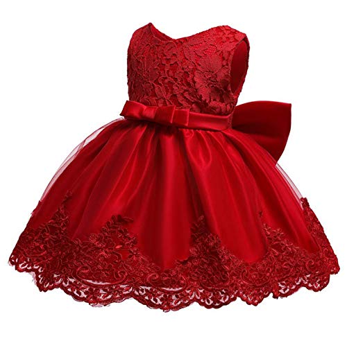 0-6T Toddler Girls Pageant Lace Dresses Baby Birthday Party Embroidery Dress with Headwear3