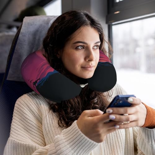 Almohada de viaje espuma viscoelástica negra ergonómica miniatura 5