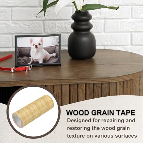Image of PATIKIL Wood Grain Tape 4.7 inch x 15 Ft, Self-Adhesive Wood Texture Repair Tape Realistic Wood Effect Contact Paper Patch for Furniture Cabinets Floor Walls Home Decoration, Yellow Oak