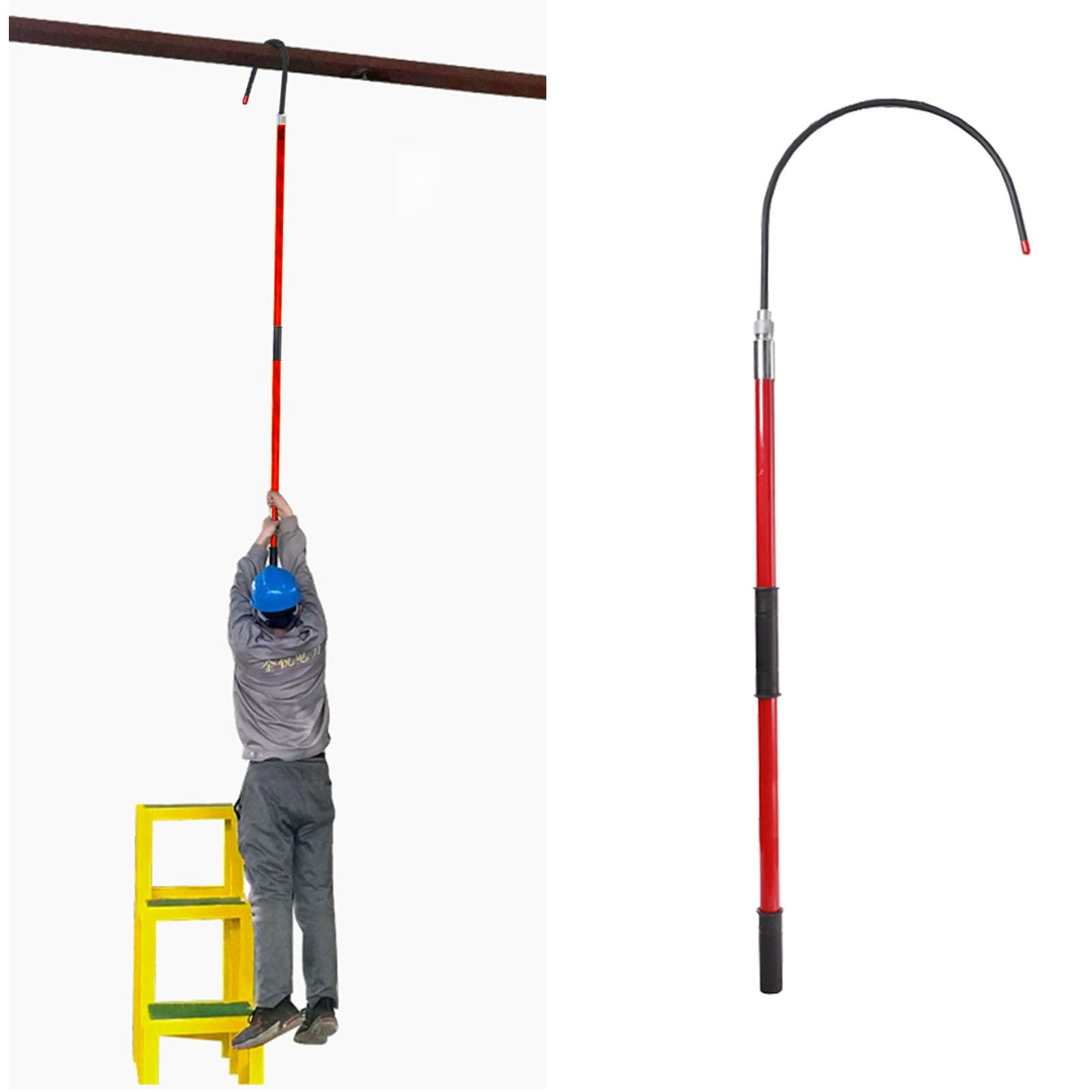GTHTUHFD Rescue Hook, Heavy-Duty Insulated Power Tools, Insulated Fiberglass Emergency Rescue Pole, Rescue Pole For Electrical Safety Connections,Red-1.5m/4.9ft