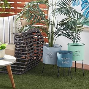 Deco 79 Metal Indoor Outdoor, Set of 3 Planters 20", 18", 16"H, Multi Colored Deco 79 Metal Indoor Outdoor Set of 3 Planters 20 18 16H Multi Colored