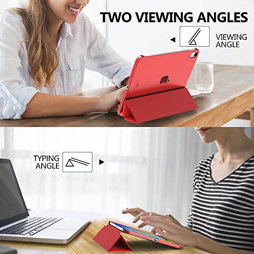 Image of MoKo for iPad (A16) 11th Generation Case 11 Inch 2025, iPad 10th Generation Case 10.9 Inch 2022, Slim Stand Hard PC Translucent Back Shell Smart Cover, Support Touch ID, Auto Wake /Sleep,Red