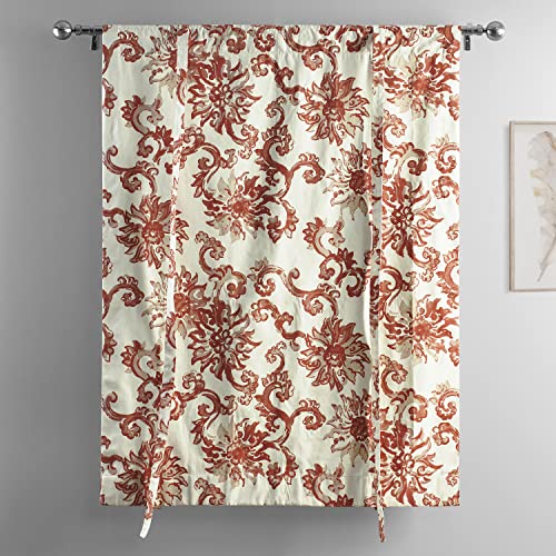 Image of HPD Half Price Drapes Room Darkening Tie Up Curtains 46 X 63 Inch Indonesian Printed Cotton Window Roll Up Balloon Curtain for Living Room, Kitchen PRTW-TUD40A-63 (1 Panel), Indonesian Rust