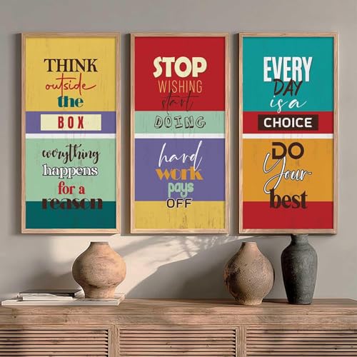 Image of kotart - Quotes Wall Decor Paintings | Quotes Wall Decor Poster With Frames | Wall Hanging Paintings For Office Living Room Bedroom | Motivational Quotes Poster With Frame Set of 3 (13x25 inch, F)