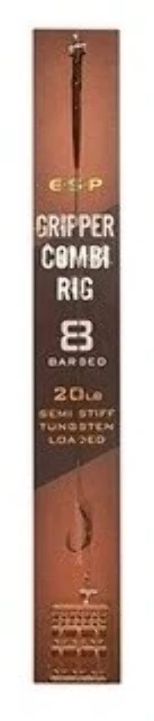 ESP 2 x Gripper Combi Ready Tied Rigs Barbed Or Barbless: Brown - Barbed - 8