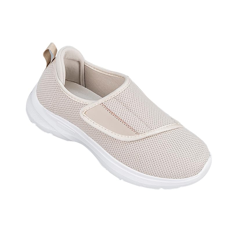 [ZHUYING] マジックテープ老人靴足の幅が広い足の甲男女秋の運動靴中高年ソフト底の健脚靴越境サイズが大きいです (カーキ色です, 24)