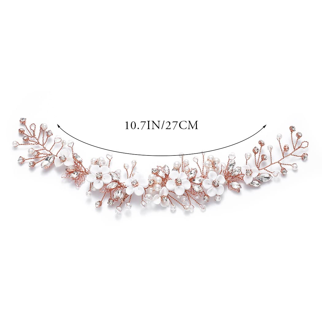 GORAIS Flower Bride Wedding Hair Vine Crystal Bridal Headpieces Pearl Hair Accessories for Women and Girls - Image 5