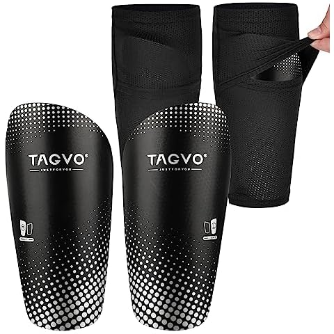 TAGVO Soccer Shin Guards for Kids Youth, Shin Pads and Shin Guard Sleeves with Optimized Insert Pocket, Protective Soccer Equipment for Boys Girls Men Cover