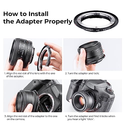 K&F Concept Lens Mount Adapter Compatible For Nikon Nikkor F/Af Ai Ai-S Lens To Canon Eos Ef Ef-S Mount Cameras #TOP3