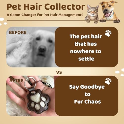 Bafiwu Schlüsselanhänger Leder für Tierhaare Erinnerung, 3 Stück Schlüsselring mit Pfote Design, Erinnerung Hund Geschenk für Hundebesitzer Andenken An Verstorbene Katze für Katzenliebhaber