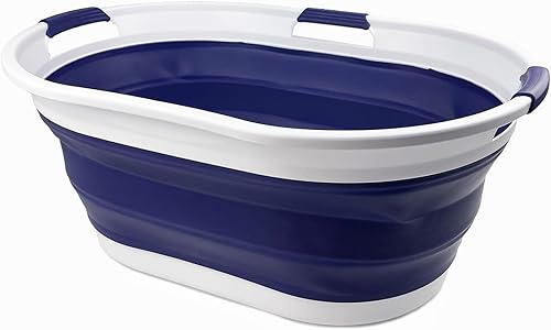 SAMMART Cesta de plástico plegable para ropa sucia de 44 litros (11.6 galones) - Contenedororganizador plegable - Tina de lavado portátil -